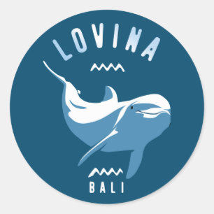 Lovina Bali - Swimming With Dolphins T-Shirt Classic Round Sticker