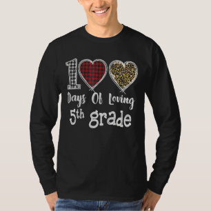 Loving 100 Days Of School 5th Grade Teacher Leopar T-Shirt