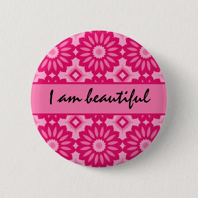 Loving affirmation, I am beautiful 2 Inch Round Button (Front)