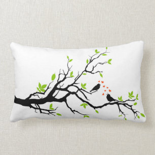 Loving Birds on Branch Lumbar Pillow