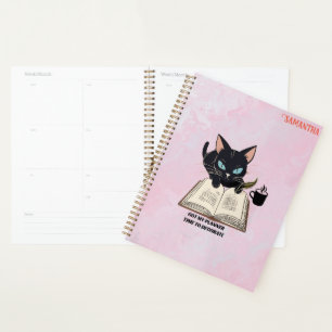 Loving Black Cat Illustration Girl's Daily Planner