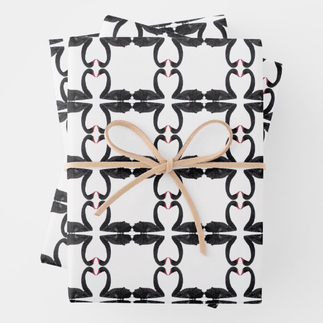 Loving Black Swans Wrapping Paper Sheets (In situ)