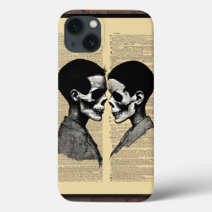 "Loving Black: Two Skulls in Profile iPhone Case" 13 Case
