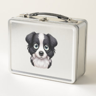 Loving Border Collie Gaze Design Metal Lunch Box