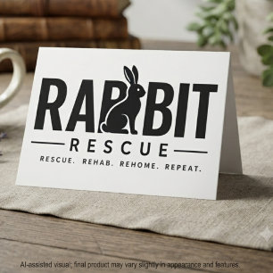Loving Charcoal Silhouette Rescue Bunny Note Card