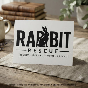 Loving Charcoal Silhouette Rescue Bunny Postcard