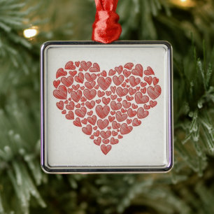 **LOVING CHRISTMAS FILLED WITH HEARTS** METAL ORNAMENT