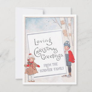 Loving Christmas Greetings Custom Vintage Children Holiday Card