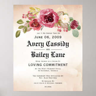 Loving Commitment ♥ Wedding Certificate Poster