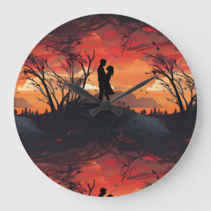 Loving Couple Large Clock