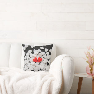 Loving couple of hearts throw pillow