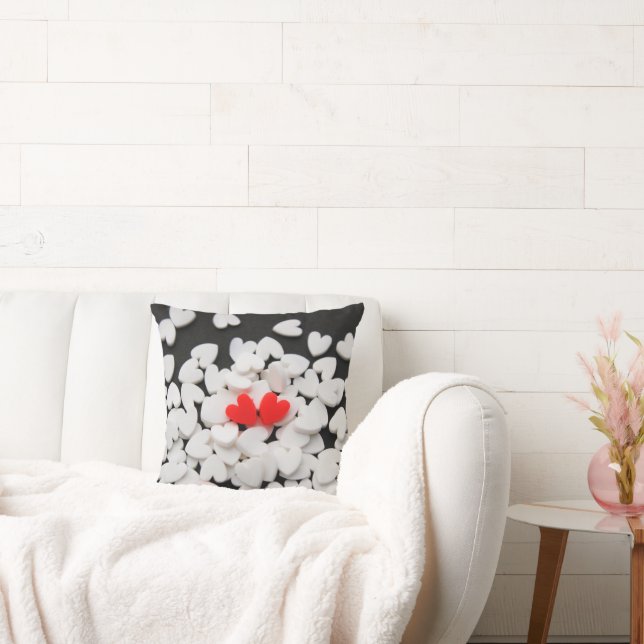 Loving couple of hearts throw pillow (Couch)