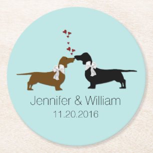 Loving Dachshunds Wedding Paper Coasters