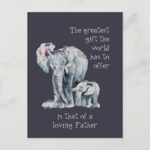 Loving Elephant Father & Baby Animal Quote Postcard