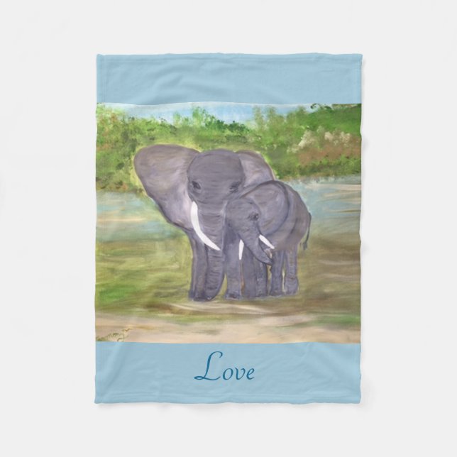 Loving Elephants Fleece Blanket (Front)