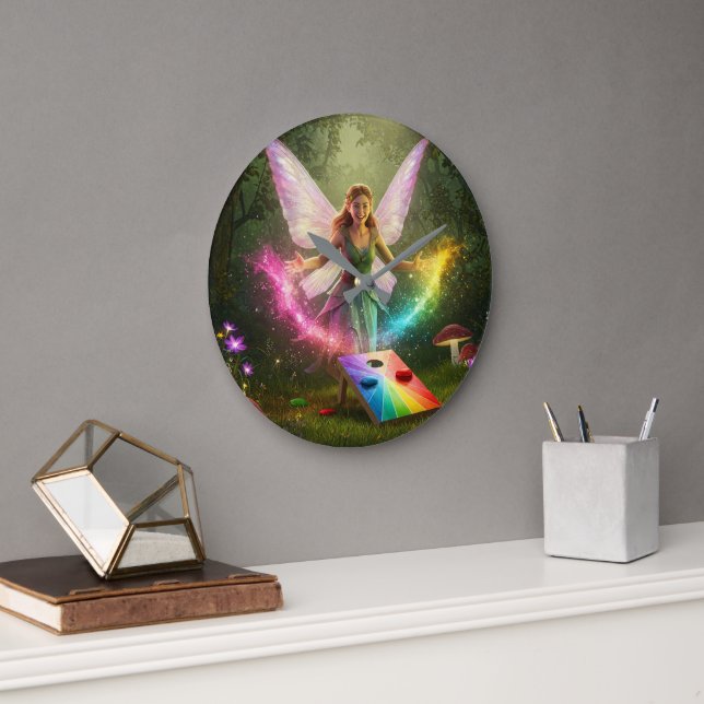 Loving Fairy Wedding Shower Large Clock (Office)