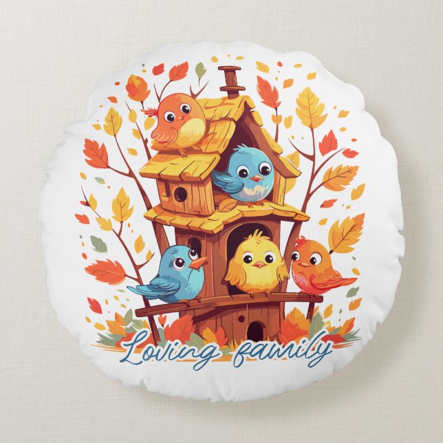 Loving family round pillow (Front)