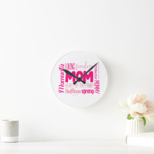Loving Fearless Mom Heart of the Family Round Clock