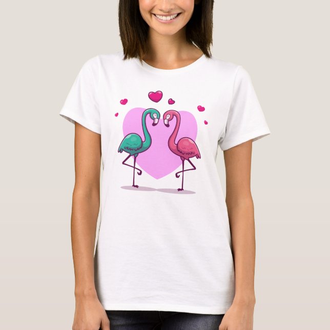 Loving Flamingo Valentine's Day Gift T-Shirt (Front)