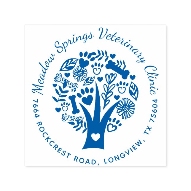 Loving Floral & Foliage Pet Paw Tree Company Self-inking Stamp (Design)