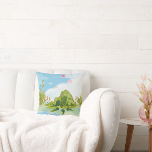 Loving Frog Family Throw Pillow