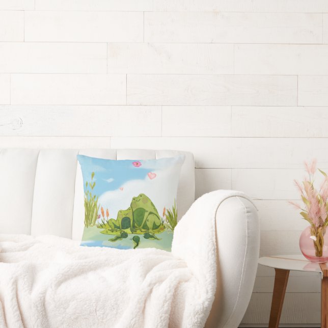 Loving Frog Family Throw Pillow (Couch)
