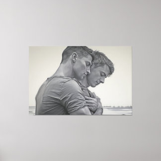 Loving Gay Couple - Charcoal Sketch -  Canvas Print