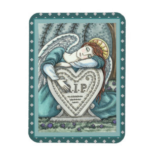 LOVING GUARDIAN ANGEL, CEMETERY MOURNING ART RIP MAGNET