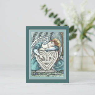 LOVING GUARDIAN ANGEL, CEMETERY MOURNING ART RIP POSTCARD