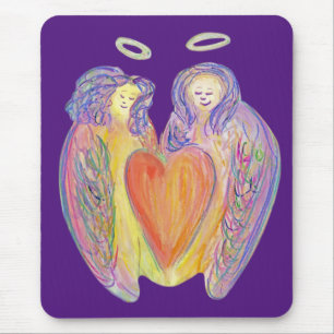 Loving Guardian Angel Heart Art Mousepads