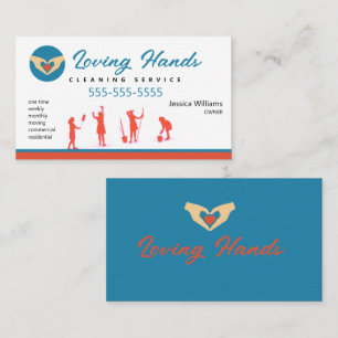 Loving Hands Red and Blue Cleaning Service Business Card