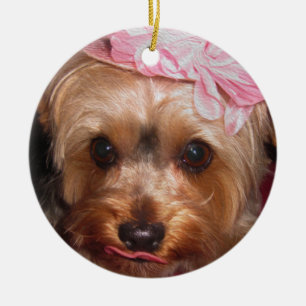 Loving Hats Yorkie II Ceramic Ornament