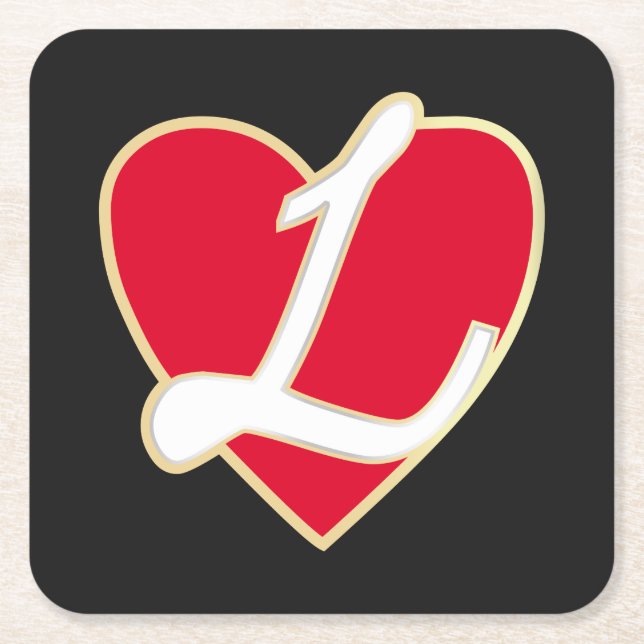 Loving heart square paper coaster (Front)