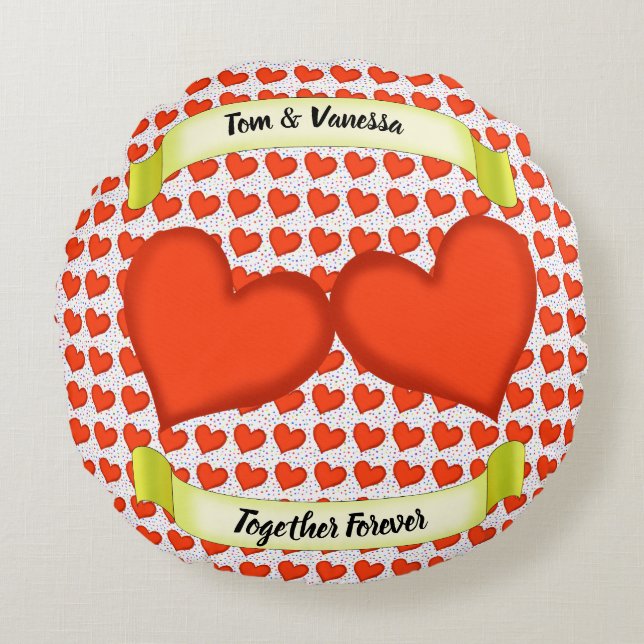 Loving Hearts Round Pillow (Front)