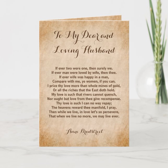 Loving Husband Classic Love Poem Card (Front)