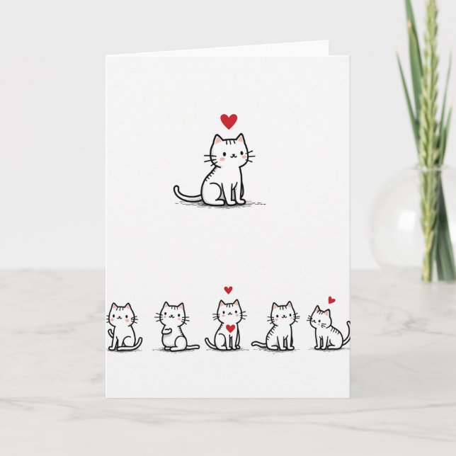 Loving Kitty Hearts Card (Front)