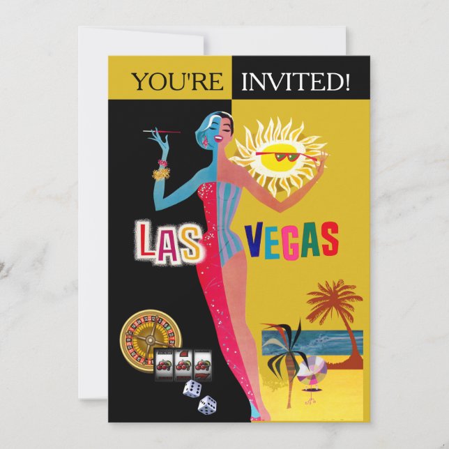 Loving Las Vegas Vintage Surprise Birthday Invitation (Front)