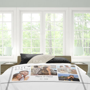 Loving Life 5 Photo Collage White Personalized Duvet Cover