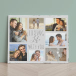 Loving Life with You 7 Photo Collage - Grey Marble Faux Canvas Print<br><div class="desc">Modern photo collage faux canvas which you can personalize with 7 of your favourite photos. The template is set up ready for you to add your photos, working clockwise from the top left. Your photos are set against a stylish watercolor marble in grey and white. The wording reads "loving life...</div>