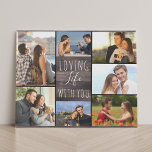 Loving Life with You 7 Photo Collage - Rustic Wood Faux Canvas Print<br><div class="desc">Rustic photo collage faux canvas which you can personalize with 7 of your favourite photos. This country farmhouse wood effect design is lettered with the words "loving life with you" in elegant handwritten script and skinny font typography. The photo template is set up ready for you to add your pictures,...</div>