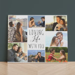 Loving Life with You 7 Photo Collage | White Faux Canvas Print<br><div class="desc">Stylish photo collage faux canvas which you can personalize with 7 of your favourite photos. This chic black and white design is lettered with the words "loving life with you" in elegant handwritten script and skinny font typography. The photo template is set up ready for you to add your pictures,...</div>