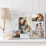 Loving Life with You Grey Marble 5 Photo Collage Faux Canvas Print<br><div class="desc">Stylish faux Canvas which you can personalize with 5 of your favourite photos. The template is set up ready for you to add your photos, working from left to right. Your photos are set against a modern watercolor marble in grey and white, with an elegant geometric design in grey and...</div>