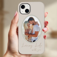 Loving Life with You Neutral Oval Framed Photo