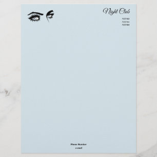 Loving Light Blue Defined Drawing Female Glance Letterhead