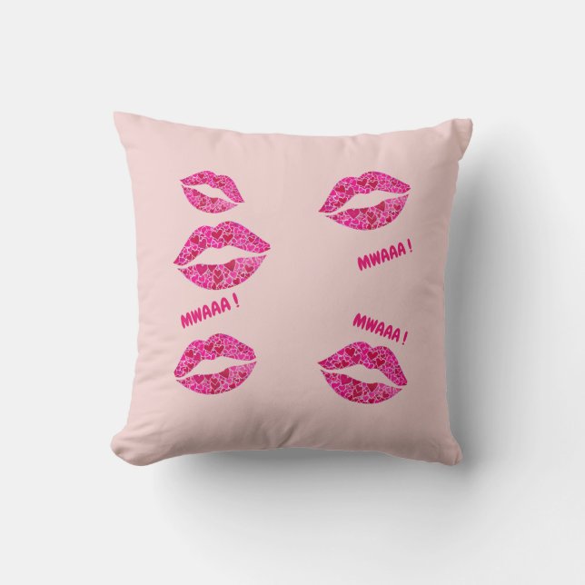 Loving Lips 01 MWAAA! Throw Pillow (Front)