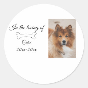 loving memorial keepsake funeral add pet name phot classic round sticker