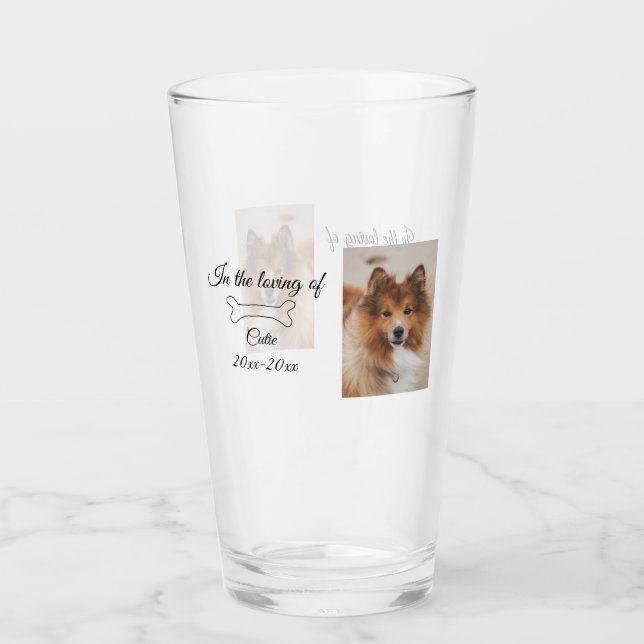 loving memorial keepsake funeral add pet name phot glass (Front)