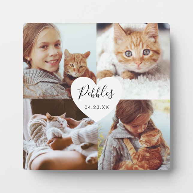 Loving Memories Pet Memorial Photo Square Collage Plaque (Front)