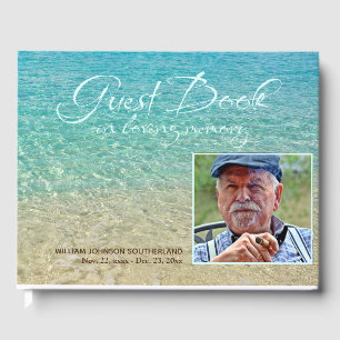 Loving Memory Beach Water Shore Funeral Photo  Guest Book
