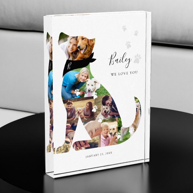 Loving Memory Dog Photo Collage Pet Memorial Block (Loving Memory Dog Photo Collage Pet Memorial)